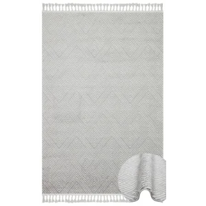 Urban 01 Grey White Etnik Desenlere Sahip Hav Toz Vermez Yumuşak Dokulu Modern Halı