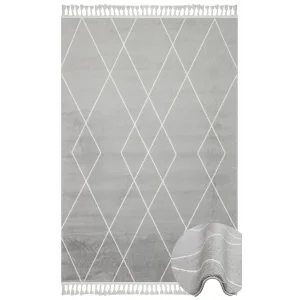 Urban 02 Grey White Etnik Desenlere Sahip Hav Toz Vermez Yumuşak Dokulu Modern Halı