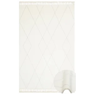 Urban 02 White Etnik Desenlere Sahip Hav Toz Vermez Yumuşak Dokulu Modern Halı