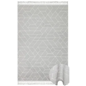 Urban 03 Grey White Etnik Desenlere Sahip Hav Toz Vermez Yumuşak Dokulu Modern Halı