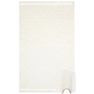 Urban 03 White Etnik Desenlere Sahip Hav Toz Vermez Yumuşak Dokulu Modern Halı