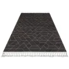 Urban 03 Black Grey Etnik Desenlere Sahip Hav Toz Vermez Yumuşak Dokulu Modern Halı