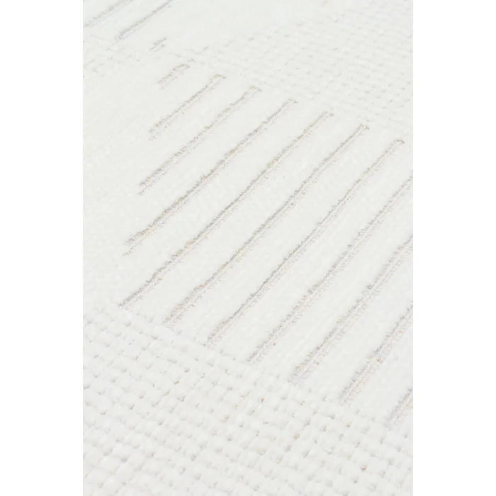 Ada 01 Cream Yüksek Alçak Dokulu Hav Toz Vermez Kolay Kullanımlı Yıkanabilir Kaymaz Kilim