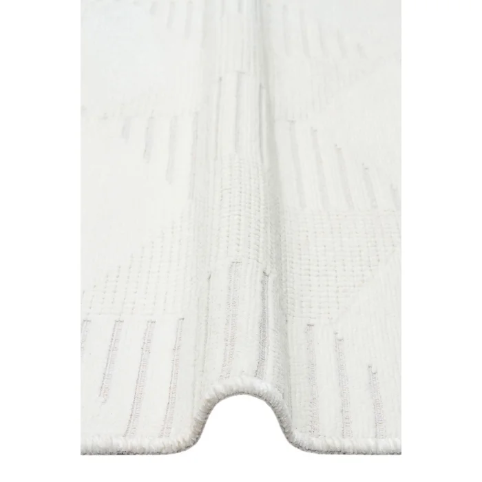 Ada 01 Cream Yüksek Alçak Dokulu Hav Toz Vermez Kolay Kullanımlı Yıkanabilir Kaymaz Kilim