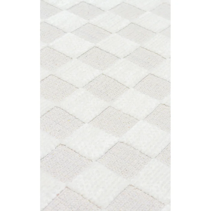 Ada 02 Cream Yüksek Alçak Dokulu Hav Toz Vermez Kolay Kullanımlı Yıkanabilir Kaymaz Kilim