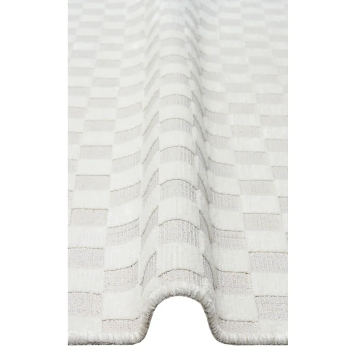 Ada 02 Cream Yüksek Alçak Dokulu Hav Toz Vermez Kolay Kullanımlı Yıkanabilir Kaymaz Kilim