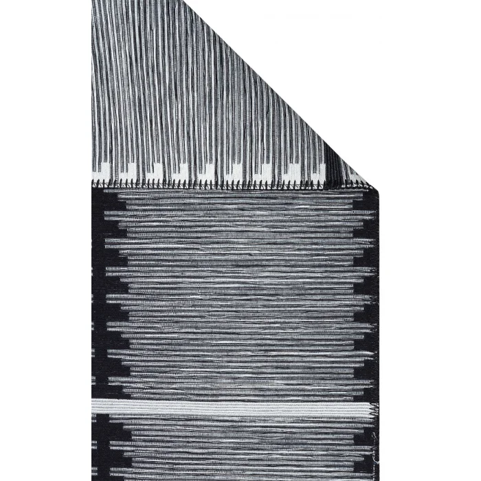 Arya Craft ARC 01 White Black Hav Toz Vermez Yıkanabilir Modern Desenli Dokuma Kilim