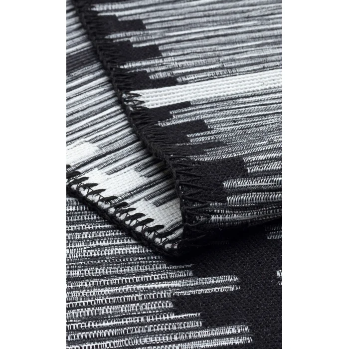 Arya Craft ARC 01 White Black Hav Toz Vermez Yıkanabilir Modern Desenli Dokuma Kilim