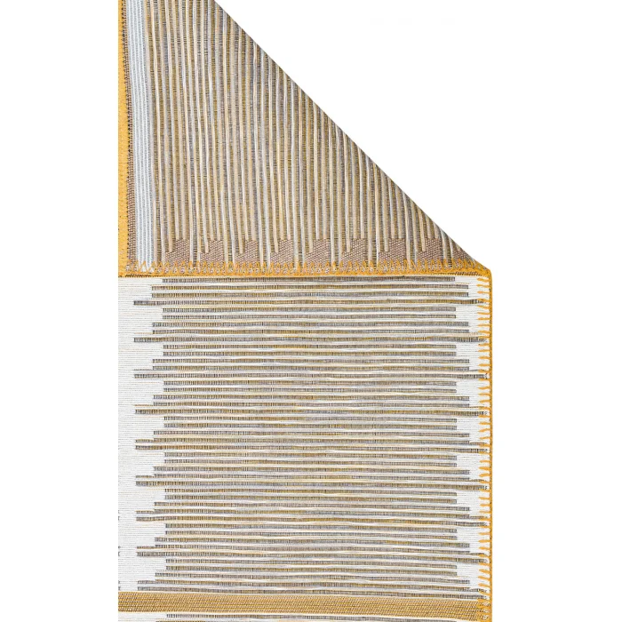 Arya Craft ARC 01 White Yellow Hav Toz Vermez Yıkanabilir Modern Desenli Dokuma Kilim