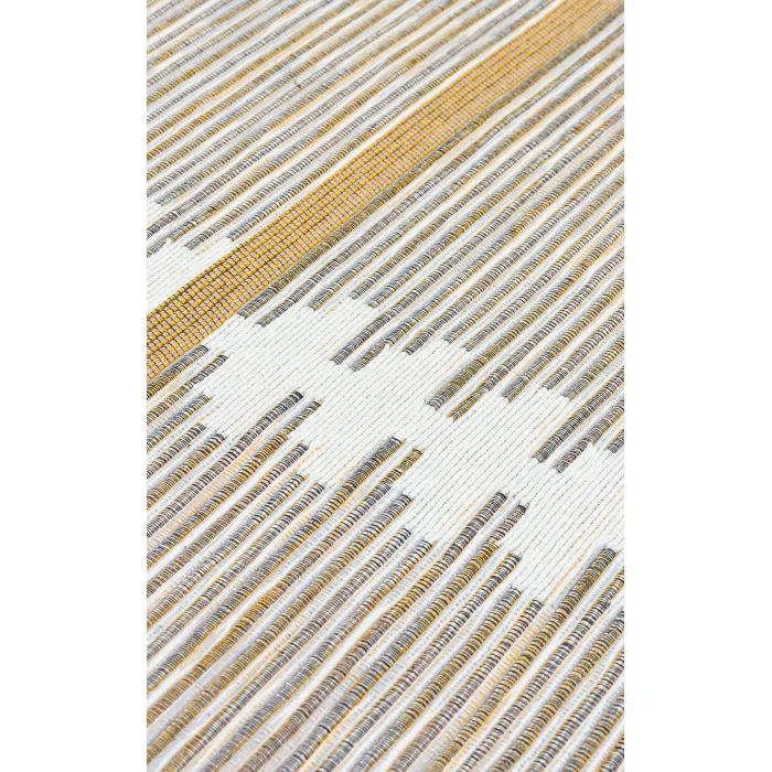 Arya Craft ARC 01 White Yellow Hav Toz Vermez Yıkanabilir Modern Desenli Dokuma Kilim