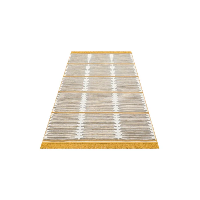 Arya Craft ARC 01 White Yellow Hav Toz Vermez Yıkanabilir Modern Desenli Dokuma Kilim