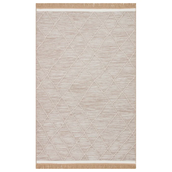 Arya Craft ARC 02 Beige Hav Toz Vermez Yıkanabilir Modern Desenli Dokuma Kilim
