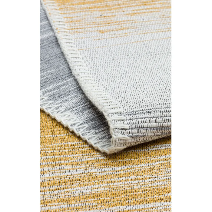 Arya Craft ARC 03 Grey Yellow Hav Toz Vermez Yıkanabilir Modern Desenli Dokuma Kilim