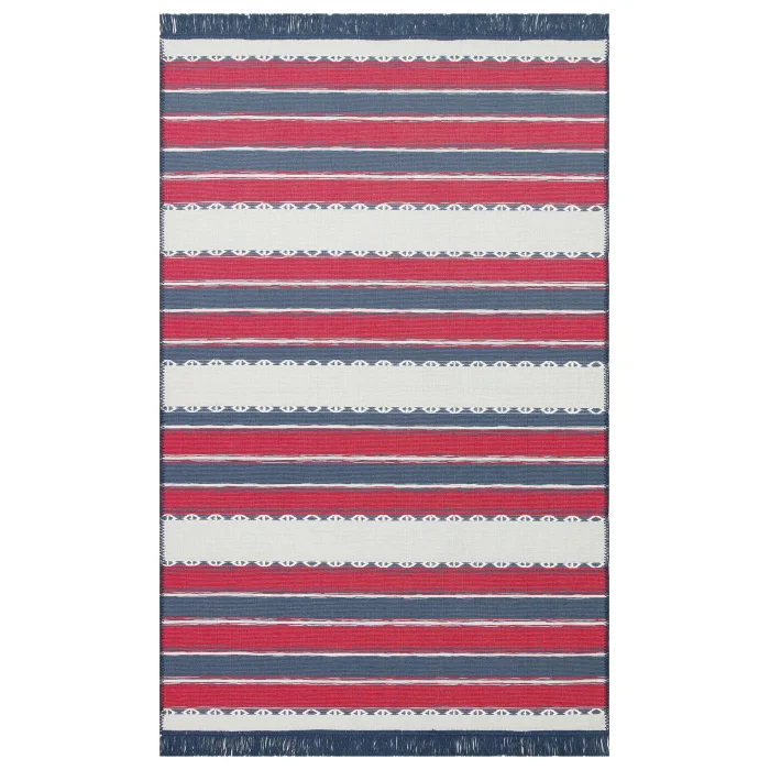 Arya Craft ARC 05 Red Navy Hav Toz Vermez Yıkanabilir Modern Desenli Dokuma Kilim