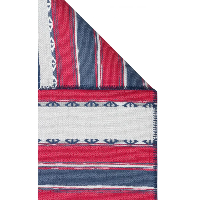 Arya Craft ARC 05 Red Navy Hav Toz Vermez Yıkanabilir Modern Desenli Dokuma Kilim