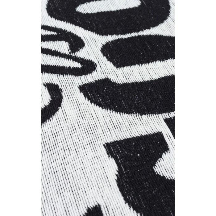Arya Neo Arn 01 White Black Yıkanabilir Kaymaz Tabanlı Modern Pamuk Kilim
