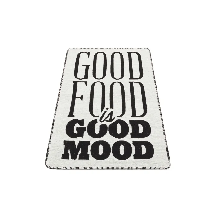 Arya Neo Arn 01 White Black Yıkanabilir Kaymaz Tabanlı Modern Pamuk Kilim