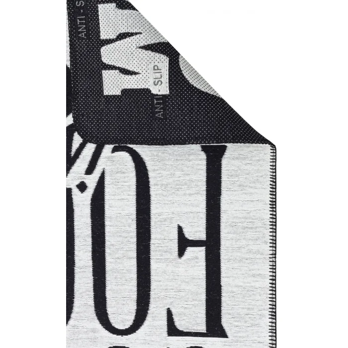Arya Neo Arn 01 White Black Yıkanabilir Kaymaz Tabanlı Modern Pamuk Kilim