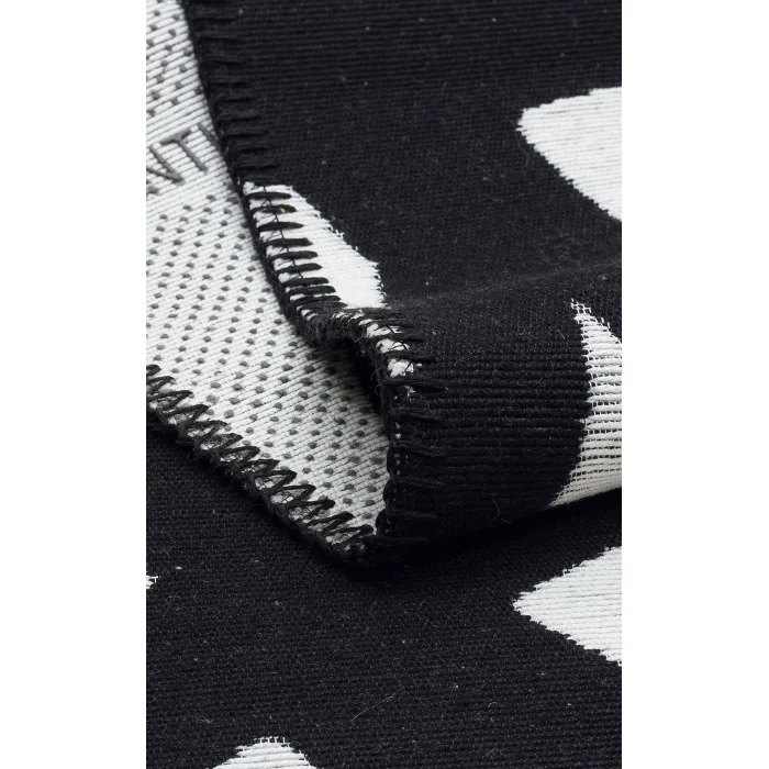 Arya Neo Arn 05 White Black Yıkanabilir Kaymaz Tabanlı Modern Pamuk Kilim