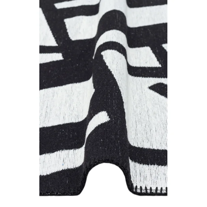 Arya Neo Arn 05 White Black Yıkanabilir Kaymaz Tabanlı Modern Pamuk Kilim