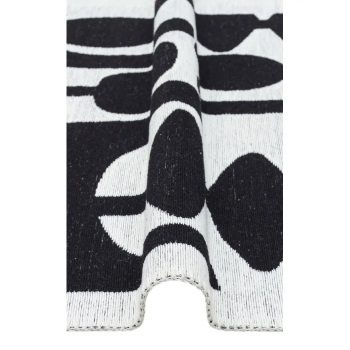 Arya Neo Arn 07 Whıte Black Yıkanabilir Kaymaz Tabanlı Modern Pamuk Kilim