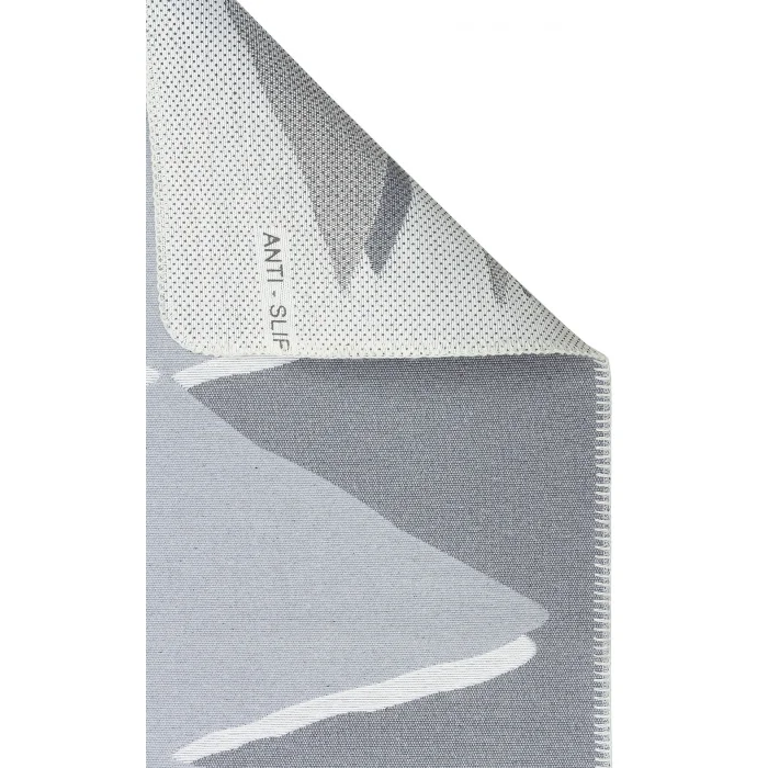 Arya Neo Arn 09 Grey White Yıkanabilir Kaymaz Tabanlı Modern Pamuk Kilim