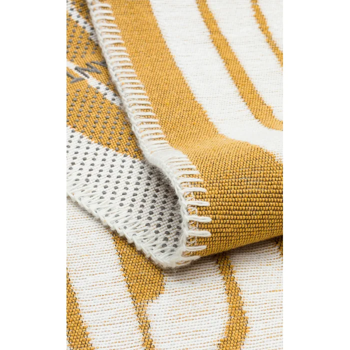 Arya Neo Arn 10 White Yellow Yıkanabilir Kaymaz Tabanlı Modern Pamuk Kilim
