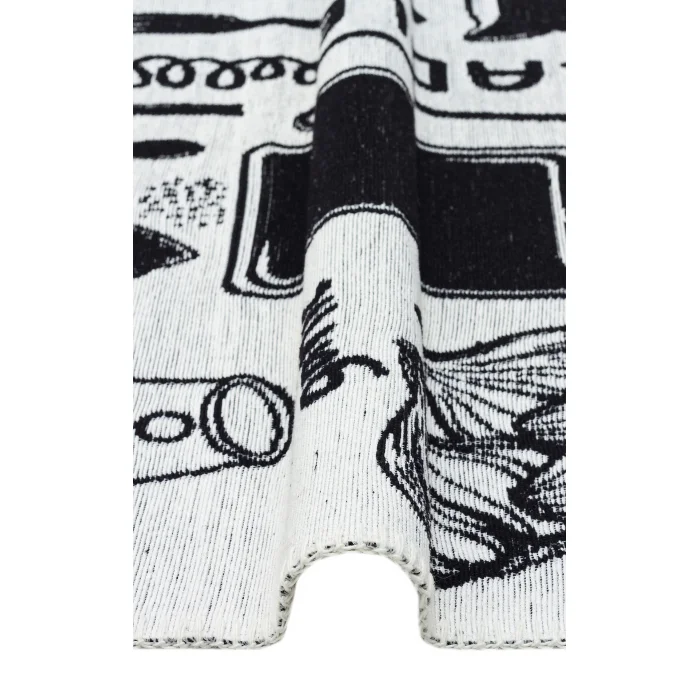 Arya Neo Arn 11 White Black Yıkanabilir Kaymaz Tabanlı Modern Pamuk Kilim