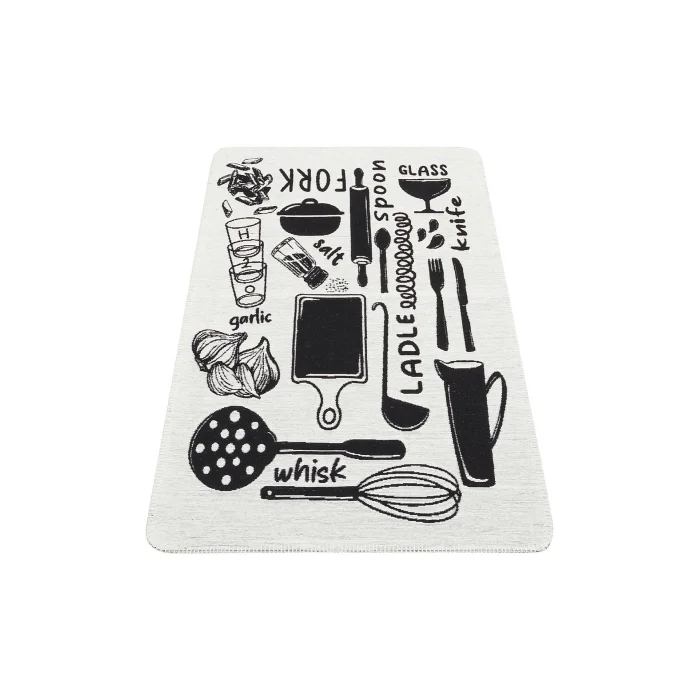 Arya Neo Arn 11 White Black Yıkanabilir Kaymaz Tabanlı Modern Pamuk Kilim