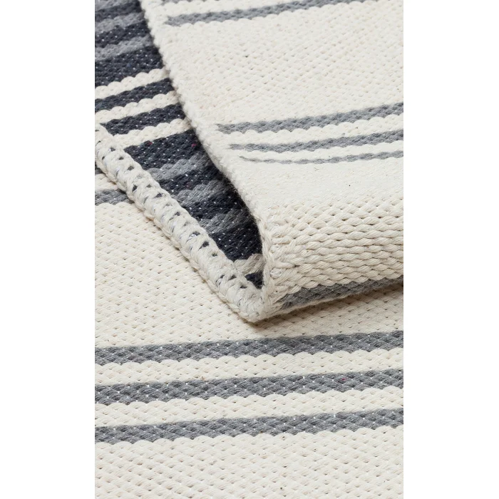 Riva Rv 02 Cream Grey Makinede Yıkanabilir Kaymaz Tabanlı Pamuk Kilim