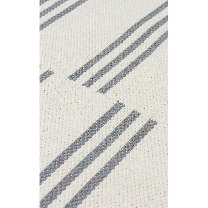 Riva Rv 02 Cream Grey Makinede Yıkanabilir Kaymaz Tabanlı Pamuk Kilim