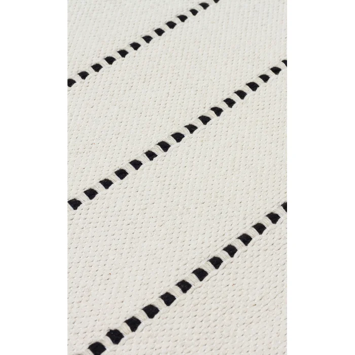 Riva Rv 03 Cream Black Makinede Yıkanabilir Kaymaz Tabanlı Pamuk Kilim