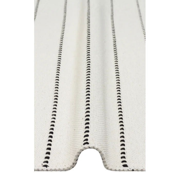 Riva Rv 03 Cream Black Makinede Yıkanabilir Kaymaz Tabanlı Pamuk Kilim