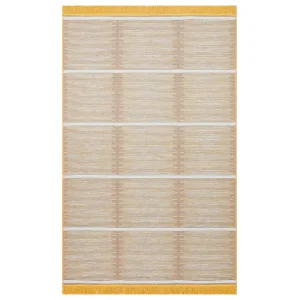 Arya Craft ARC 01 White Yellow Hav Toz Vermez Yıkanabilir Modern Desenli Dokuma Kilim