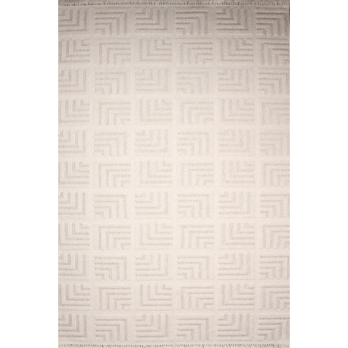 Melodi 32439C Beyaz Bej Dekoratif Loop Dokuma Makine Halısı