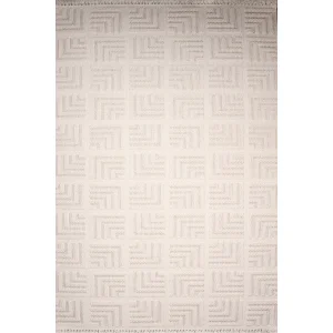 Melodi 32439C Beyaz Bej Dekoratif Loop Dokuma Makine Halısı