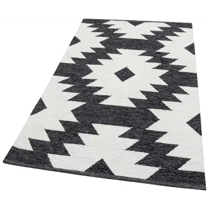 AFRO KILIM 0004 Naturel Yıkanabilir Modern Desenli El Dokuma Hint Kilim