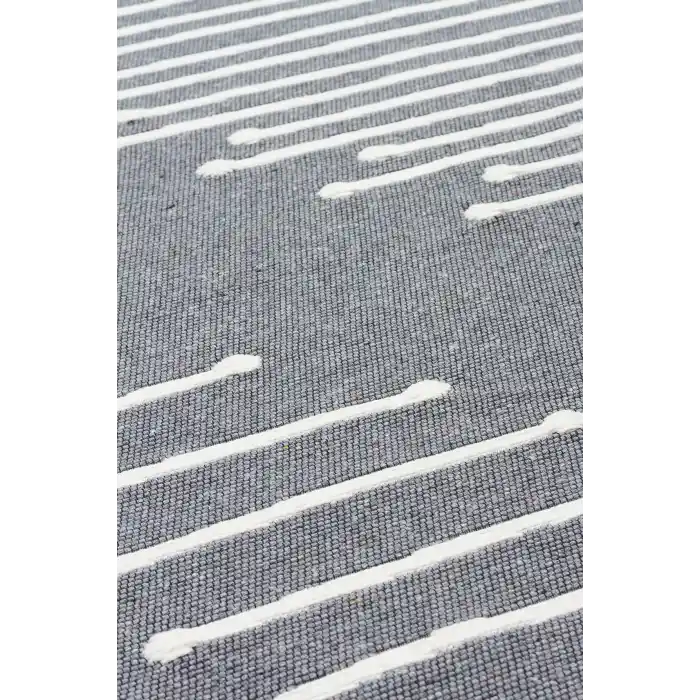 Arya Ar 15 Grey %100 Geri Dönüşümlü Pamuktan Çift Taraflı Yıkanabilir Modern Dekoratif Kilim