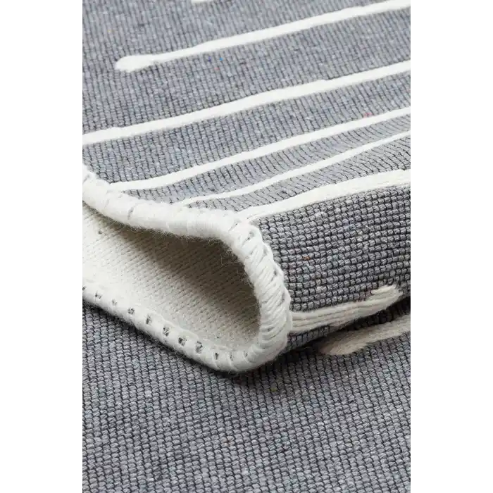 Arya Ar 15 Grey %100 Geri Dönüşümlü Pamuktan Çift Taraflı Yıkanabilir Modern Dekoratif Kilim