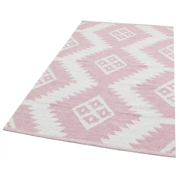 AFRO KILIM 0017 Naturel Yıkanabilir Modern Desenli El Dokuma Hint Kilim