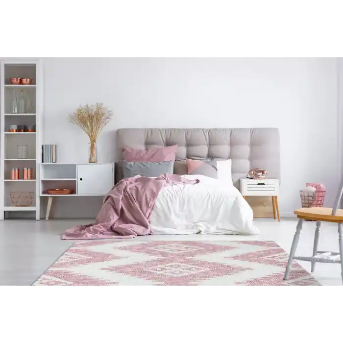 AFRO KILIM 0017 Naturel Yıkanabilir Modern Desenli El Dokuma Hint Kilim