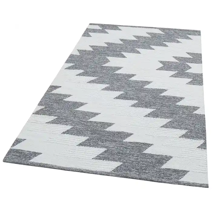 AFRO KILIM 0015 Naturel Yıkanabilir Modern Desenli El Dokuma Hint Kilim