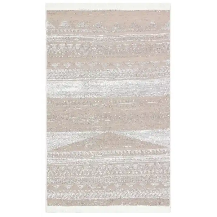 Arya Ar 06 Natural %100 Geri Dönüşümlü Pamuktan Çift Taraflı Yıkanabilir Modern Dekoratif Kilim