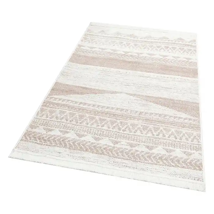 Arya Ar 06 Natural %100 Geri Dönüşümlü Pamuktan Çift Taraflı Yıkanabilir Modern Dekoratif Kilim