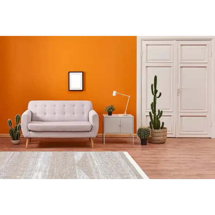 Arya Ar 06 Natural %100 Geri Dönüşümlü Pamuktan Çift Taraflı Yıkanabilir Modern Dekoratif Kilim