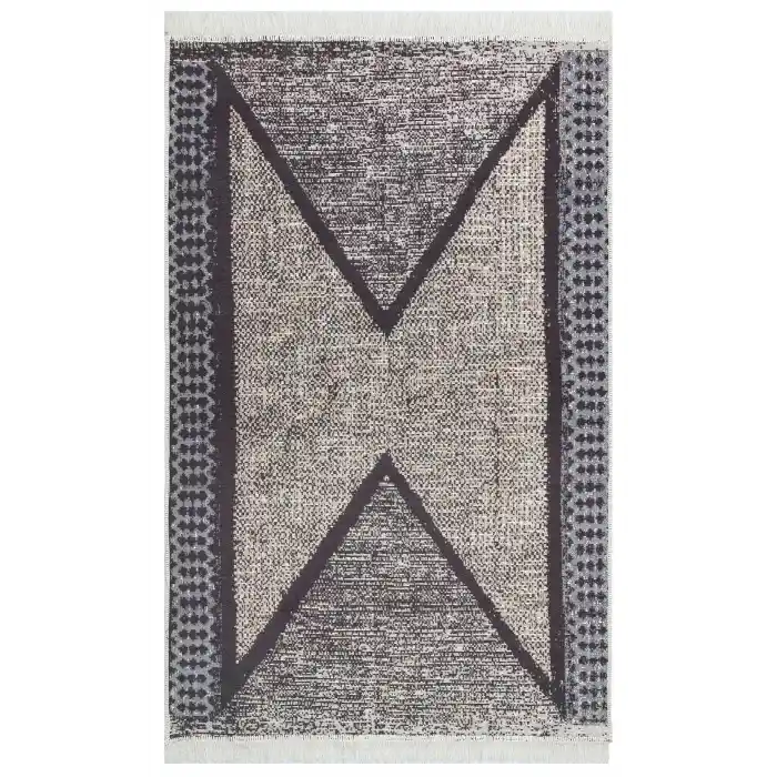 Arya Ar 02 Grey %100 Geri Dönüşümlü Pamuktan Çift Taraflı Yıkanabilir Modern Dekoratif Kilim