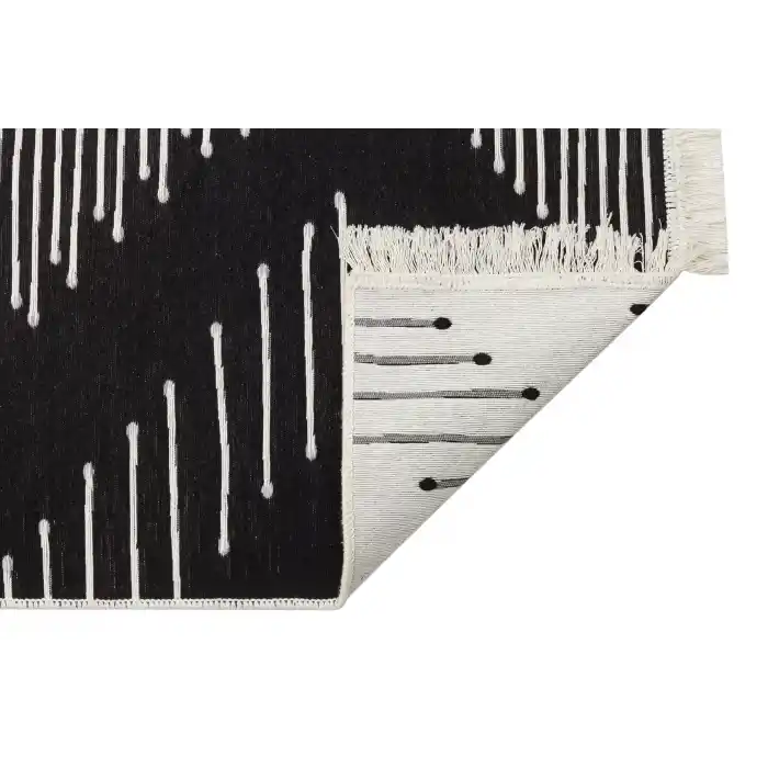 Arya Ar 15 Black %100 Geri Dönüşümlü Pamuktan Çift Taraflı Yıkanabilir Modern Dekoratif Kilim