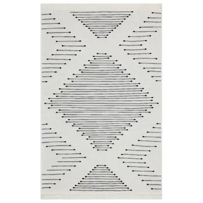 Arya Ar 15 Black %100 Geri Dönüşümlü Pamuktan Çift Taraflı Yıkanabilir Modern Dekoratif Kilim