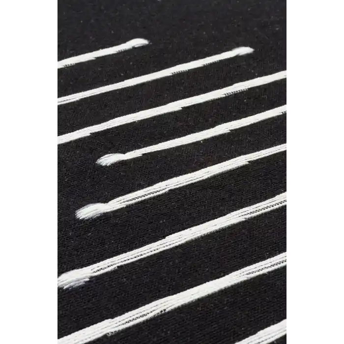 Arya Ar 15 Black %100 Geri Dönüşümlü Pamuktan Çift Taraflı Yıkanabilir Modern Dekoratif Kilim