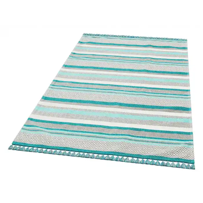 Aztec Az 01 Aqua Antibakteriyel Hav Toz Vermez Yıkanabilir Kaymaz Modern İnce Dokuma Kilim
